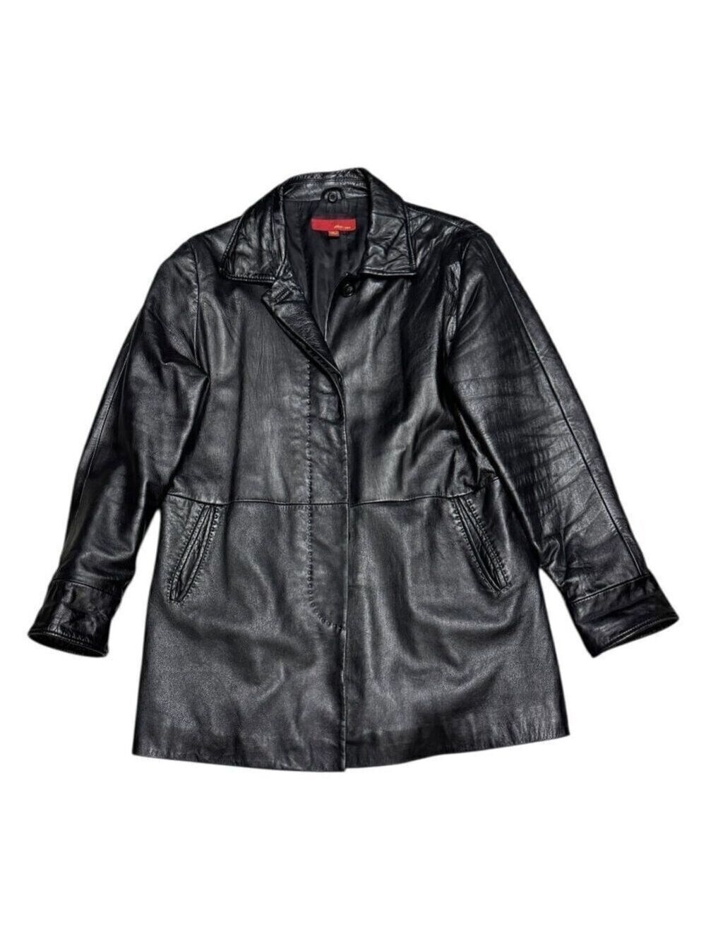 MAX USA GENUINE LEATHER Business Casual Designer Y2K Jacket Coat Womens Large